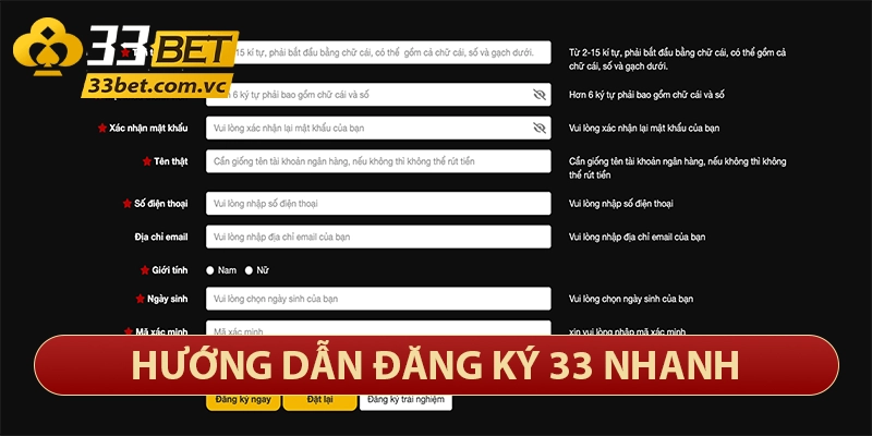 33bet Com – Thương Hiệu Sòng Bạc Trực Tuyến Lớn Nhất Việt Nam 30 Hướng dẫn đăng ký 33bet nhanh chóng